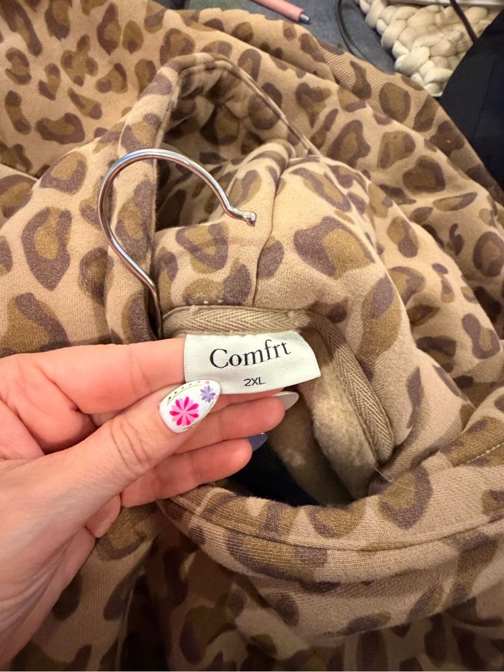 Leopard Print Pullover Hoodie - Tan/Brown - Picture 3 of 3